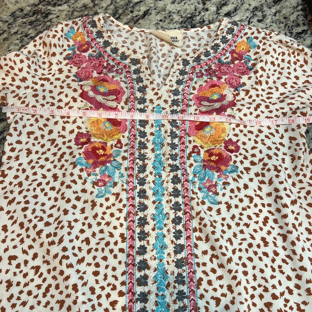 Savannah Jane Women's Floral Embroidered Blouse - Pink, Blue, Orange - Picture 11 of 11